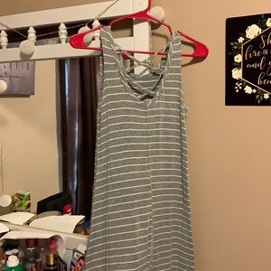 gray and white striped dress